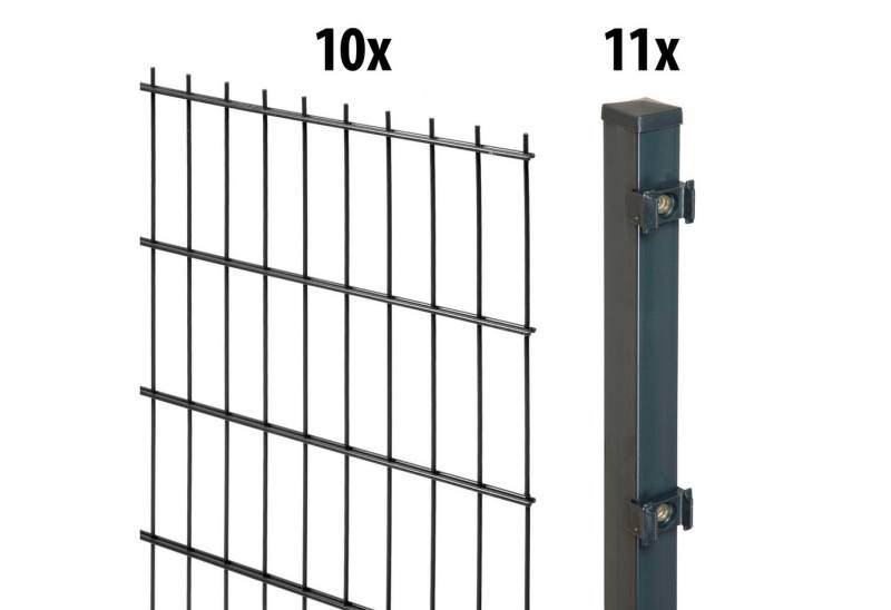 GARDEN 'N' MORE Doppelstabmattenzaun Standard, (21-St), 10 Elemente für 20 m, LxH: 200 x 163 cm, mit 11 Pfosten von GARDEN 'N' MORE