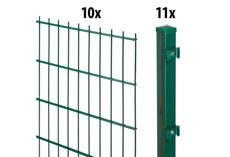 GARDEN 'N' MORE Doppelstabmattenzaun Standard, (21-St), 10 Elemente für 20 m, LxH: 200 x 163 cm, mit 11 Pfosten von GARDEN 'N' MORE