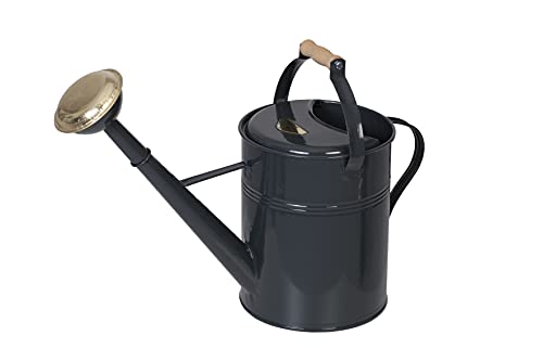 Garden Tool Brothers Gießkanne British Can Classic 9 Liter in Anthrazit mit Holzgriff von GARDEN TOOL BROTHERS