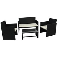 Garden Friend Living Room Valencia (2 Sessel 1 Sofa 1 Tisch) schwarzer Polyrattanbezug mit weißen Kissen von GARDEN