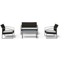 Garden Friend Salotto Alicante (2 Sessel 1 Sofa 1 Tisch) schwarz gewaschene Polyrattan-Polsterung von GARDEN