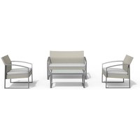 Garden Friend Salotto Alicante (2 Sessel 1 Sofa 1 Tisch) weiß gewaschene Polyrattan-Polsterung von GARDEN