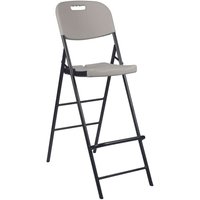 Perel Weißer hoher Klappstuhl für Innen- und Außenbereich, Barhocker, mit Rückenlehne und Fußstütze, aus Kunststoff, platzsparend, ideal für Partys von GARDEN