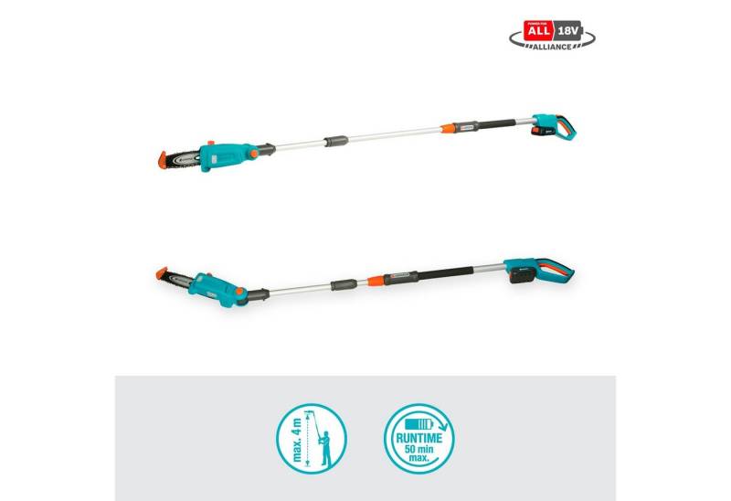GARDENA Akku-Hochentaster TCS 20/18 V P4A Ready-To-Use-Set, bis 4 m Arbeitshöhe, (mit Akku und Ladegerät) von GARDENA