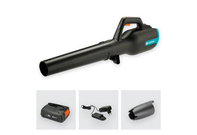 GARDENA Akku-Laubbläser PowerJet 18V P4A Ready-To-Use, 14890-20, (Set, inkl. Akku und Ladegerät), 100 km/h Luftgeschwindigkeit von GARDENA