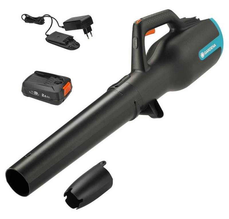 GARDENA Akku-Laubbläser PowerJet P4A Ready-To-Use Set - Akku-Laubbläser - grau/türkis von GARDENA