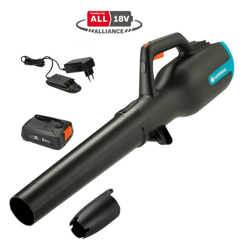 GARDENA Akku-Laubsauger Akku-Bläser PowerJet 18V P4A, Ready-To-Use Set für effektives und schnelles Reinigen rund um Haus von GARDENA