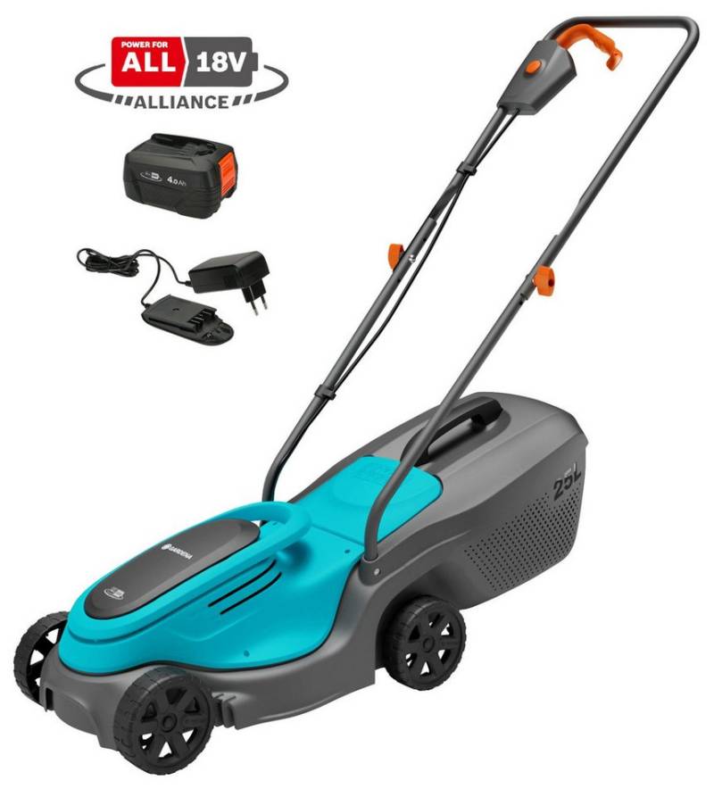 GARDENA Akkurasenmäher PowerMax 30/18V P4A Ready-To-Use Set, 30 cm Schnittbreite, Ready-To-Use Set inkl. Akku und Ladegerät von GARDENA