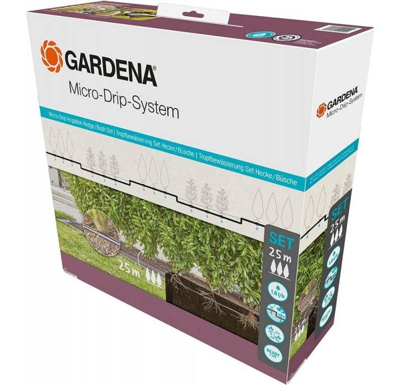 GARDENA Bewässerungssystem Micro-Drip-System Tropfbewässerung Hecken / Büsche Set schwarz 25 m von GARDENA