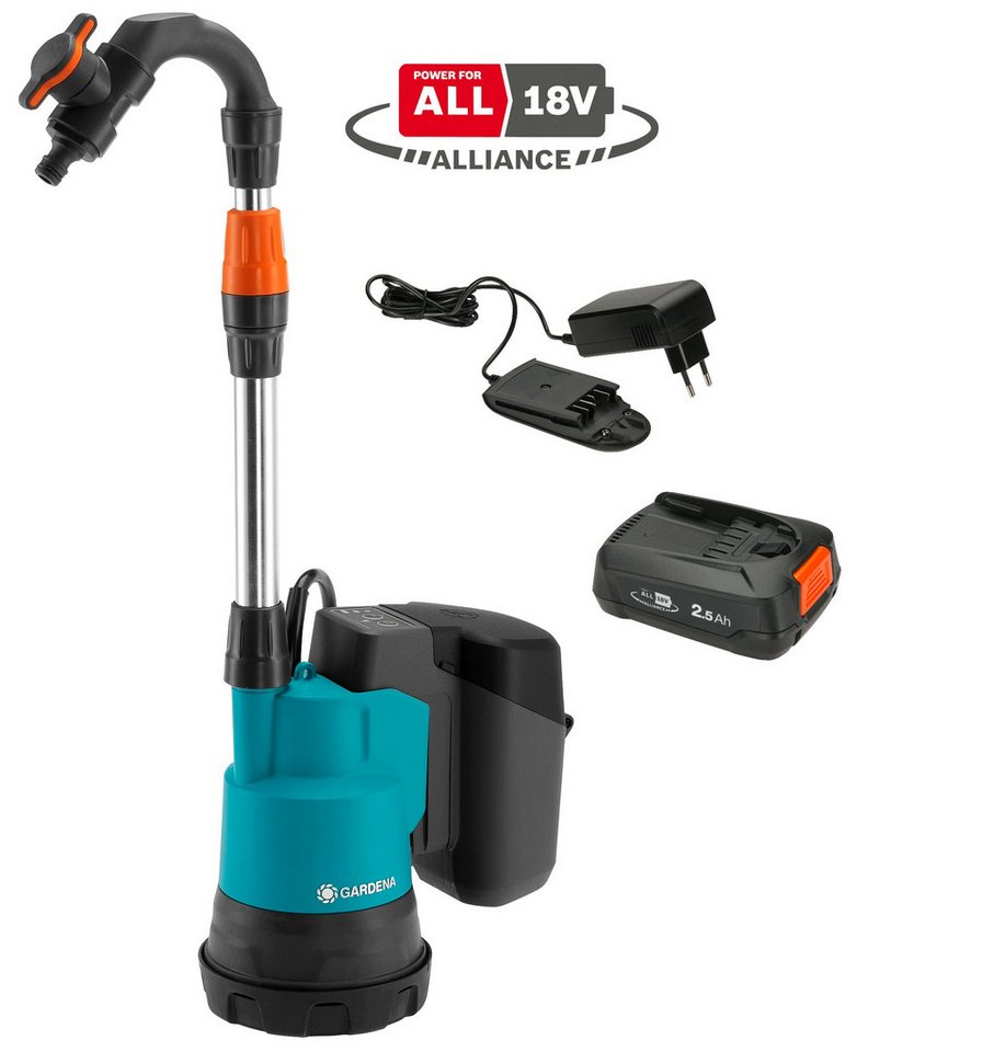 GARDENA Gartenpumpe Akku-Regenfasspumpe, 18V P4A Ready to Use Set von GARDENA