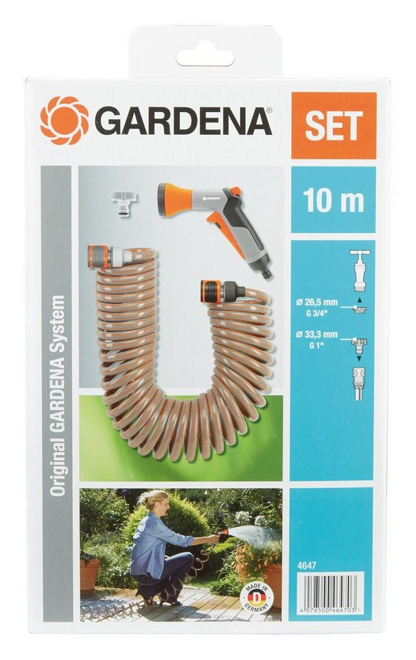 GARDENA Gartenschlauch, Spiralschlauch-Set 10 m komplett mit Impulsbrause und Systemteilen GARDENA Gartenschlauch, Spiralschlauch-Set 10 m komplett mit Impulsbrause und Systemteilen von GARDENA