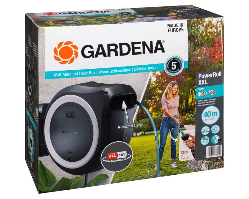 GARDENA Gartenschlauch Akku-Wand-Schlauchbox PowerRoll XXL 18V 40 m von GARDENA