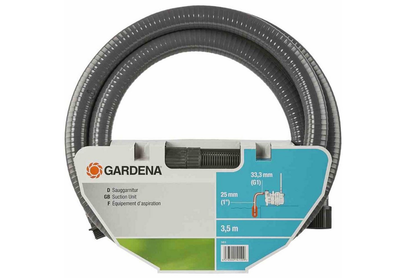 GARDENA Saugschlauch Saugganitur 3,5m für Pumpen mit 33,3mm (1G)-AG für Pumpen mit 33,3 mm von GARDENA