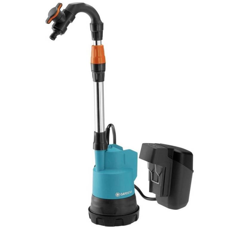 Regenfasspumpe 2000/2 18V P4A Set - Akku-Regenfasspumpe - türkis/grau von GARDENA