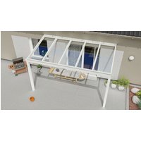 GARDENDREAMS Terrassenüberdachung »Expert«, BxT: 400 x 250 cm, weiß / RAL9016, Glasdach - weiss von GARDENDREAMS