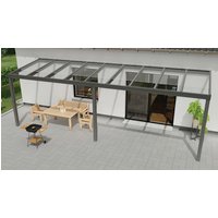 GARDENDREAMS Terrassenüberdachung »Expert«, BxT: 700 x 200 cm, anthrazit / RAL7016, Glasdach - grau von GARDENDREAMS