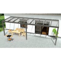 GARDENDREAMS Terrassenüberdachung »Expert«, BxT: 700 x 200 cm, grau / RAL9007, Glasdach von GARDENDREAMS