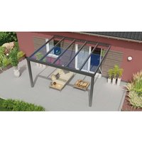 GARDENDREAMS Terrassenüberdachung »Legend«, BxT: 400 x 350 cm, anthrazit / RAL7016, Glasdach - grau von GARDENDREAMS