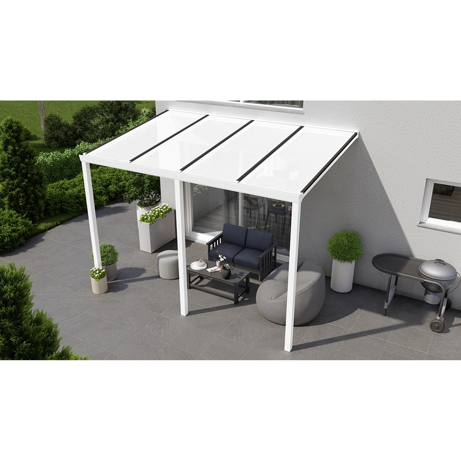 Terrassenüberdachung Basic 400 cm x 250 cm Weiß PC Opal von GARDENDREAMS