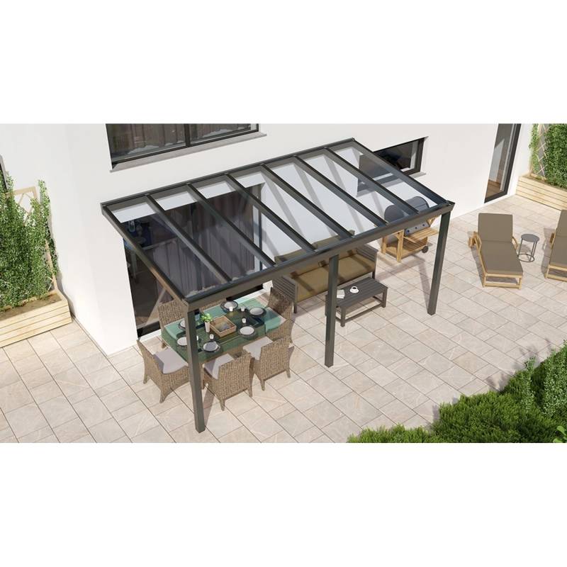 Terrassenüberdachung Basic 500 cm x 250 cm Anthrazit Glanz Glas von GARDENDREAMS