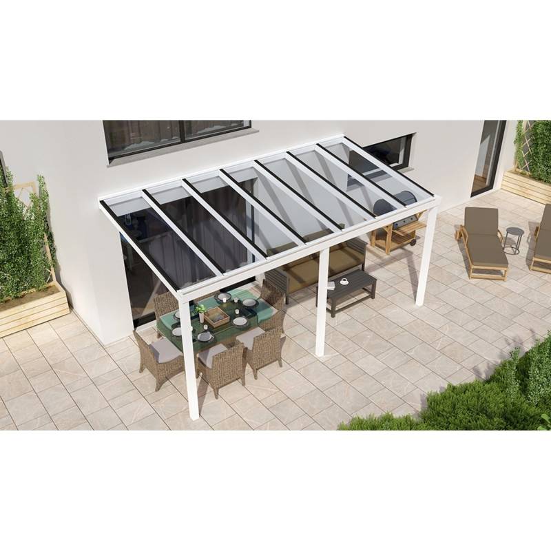 Terrassenüberdachung Basic 500 cm x 300 cm Weiß Glas von GARDENDREAMS