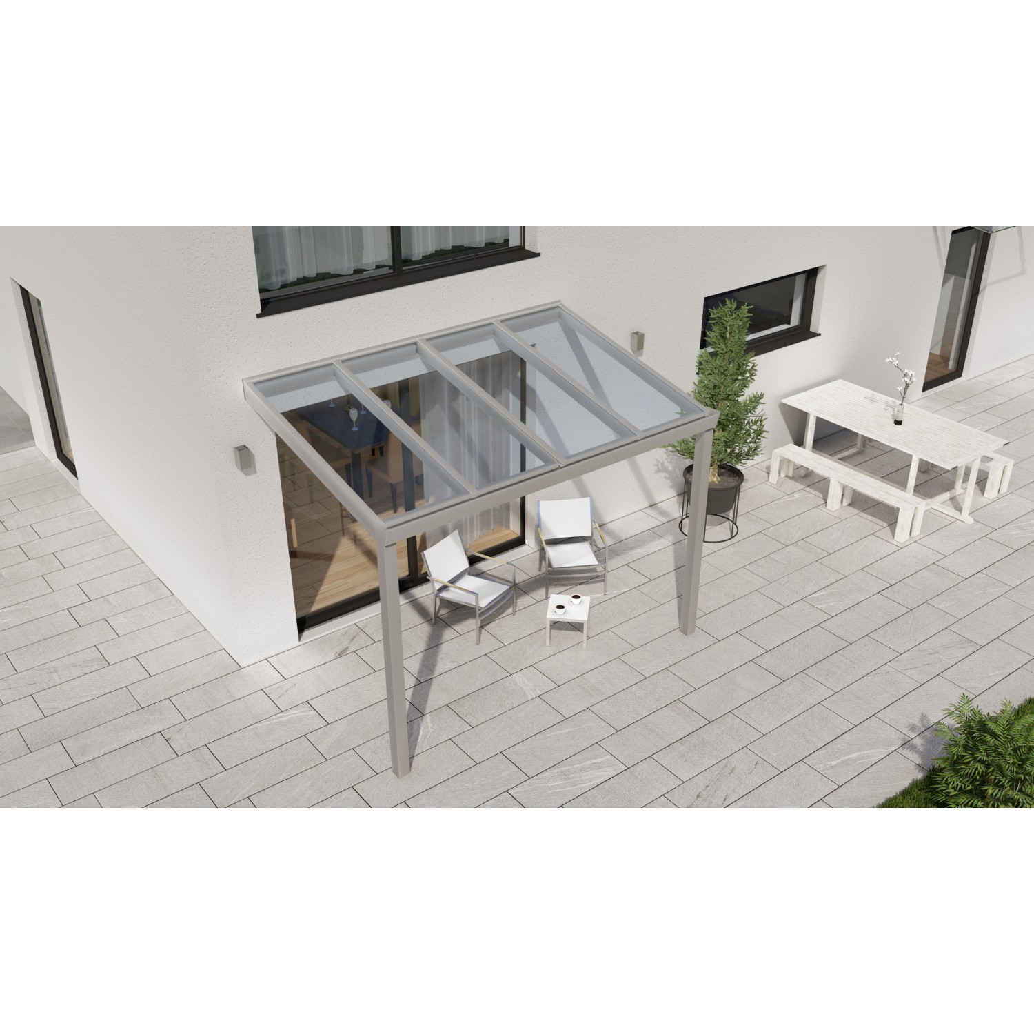 Terrassenüberdachung Professional 300 cm x 200 cm Grau Struktur Glas von GARDENDREAMS