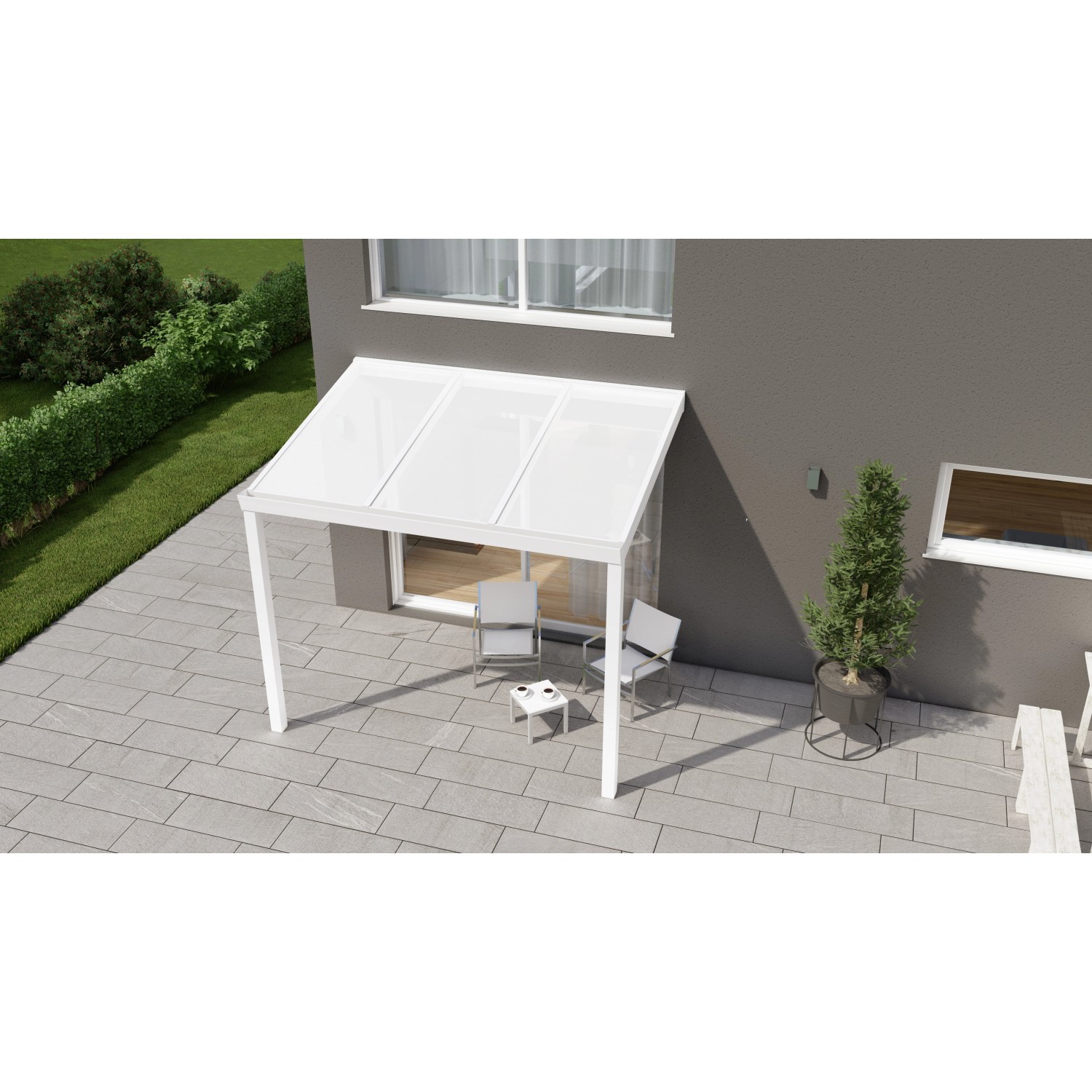 Terrassenüberdachung Professional 300 cm x 200 cm Weiß PC Opal von GARDENDREAMS