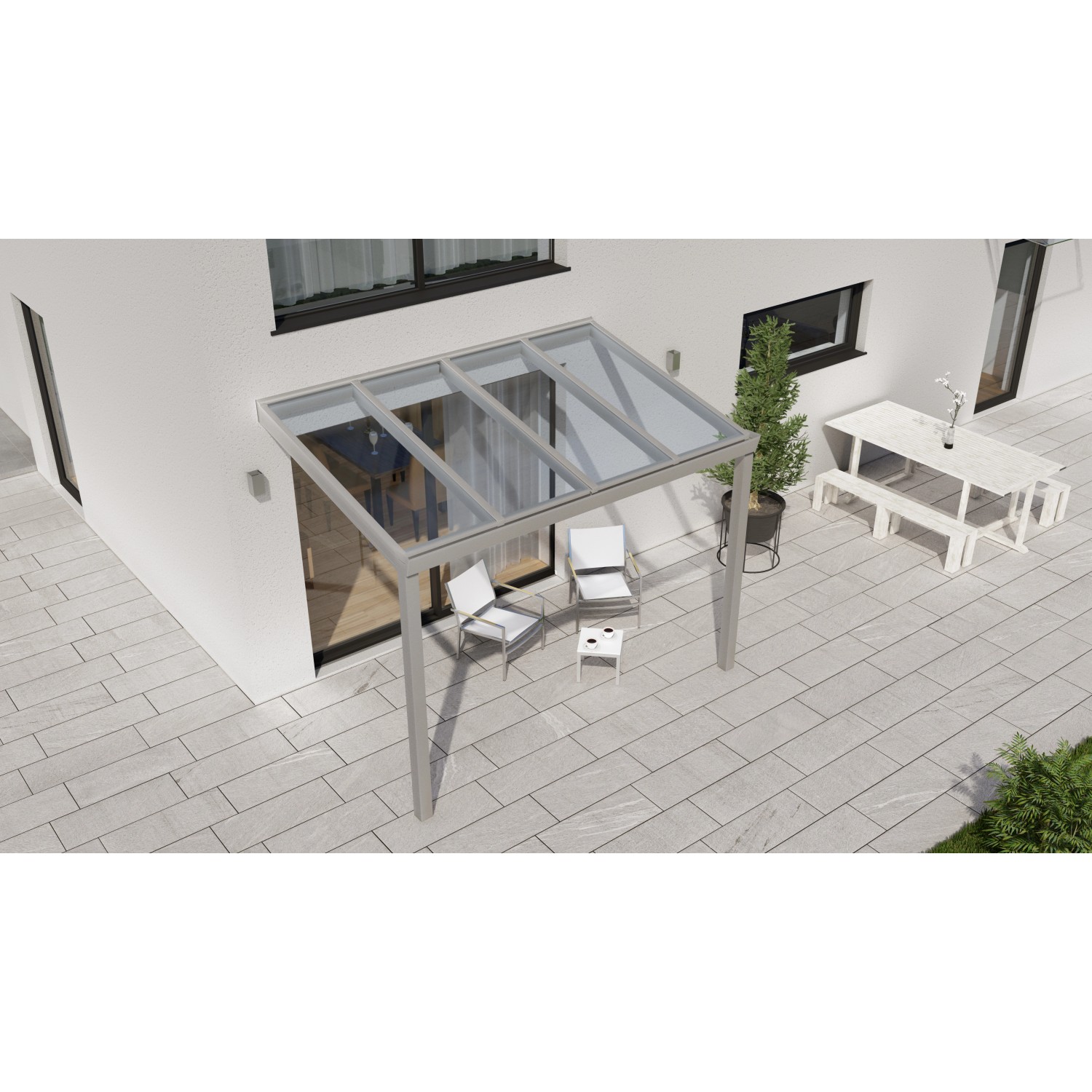 Terrassenüberdachung Professional 300 cm x 250 cm Grau Struktur Glas von GARDENDREAMS