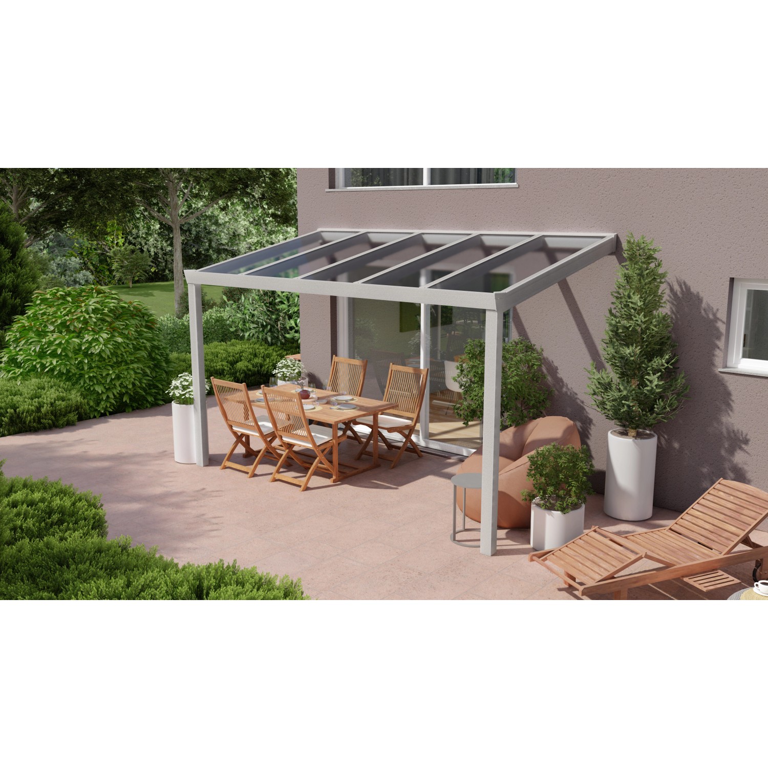 Terrassenüberdachung Professional 400 cm x 200 cm Grau Struktur Glas von GARDENDREAMS