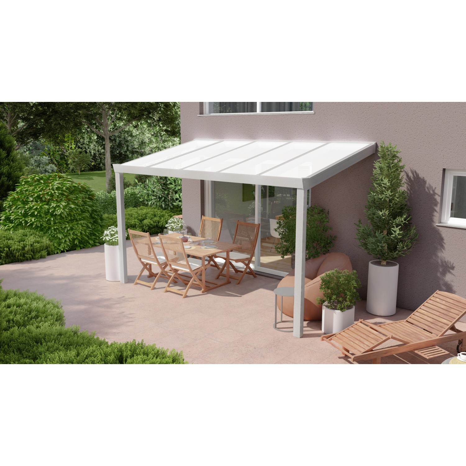 Terrassenüberdachung Professional 400 cm x 200 cm Grau Struktur PC Opal von GARDENDREAMS