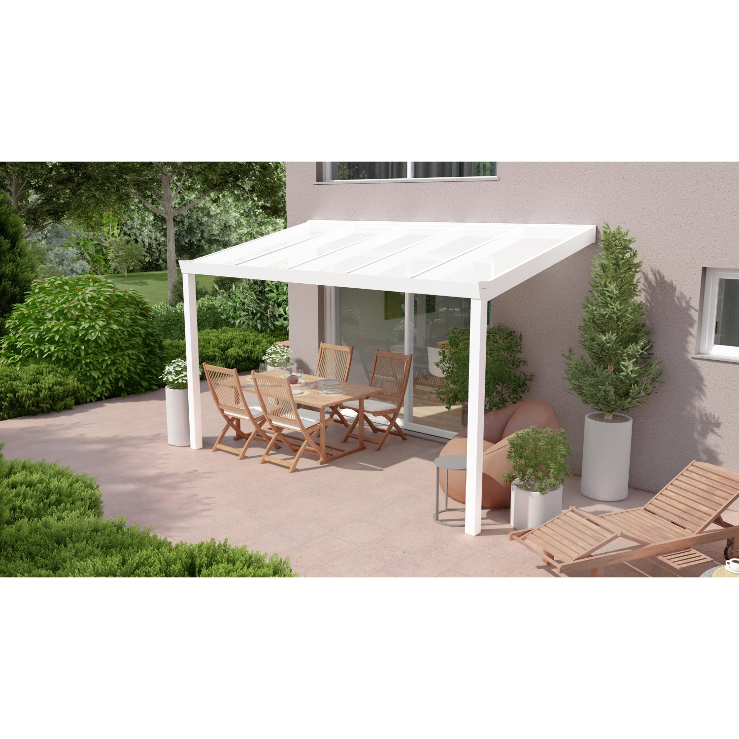 Terrassenüberdachung Professional 400 cm x 200 cm Weiß PC Opal von GARDENDREAMS