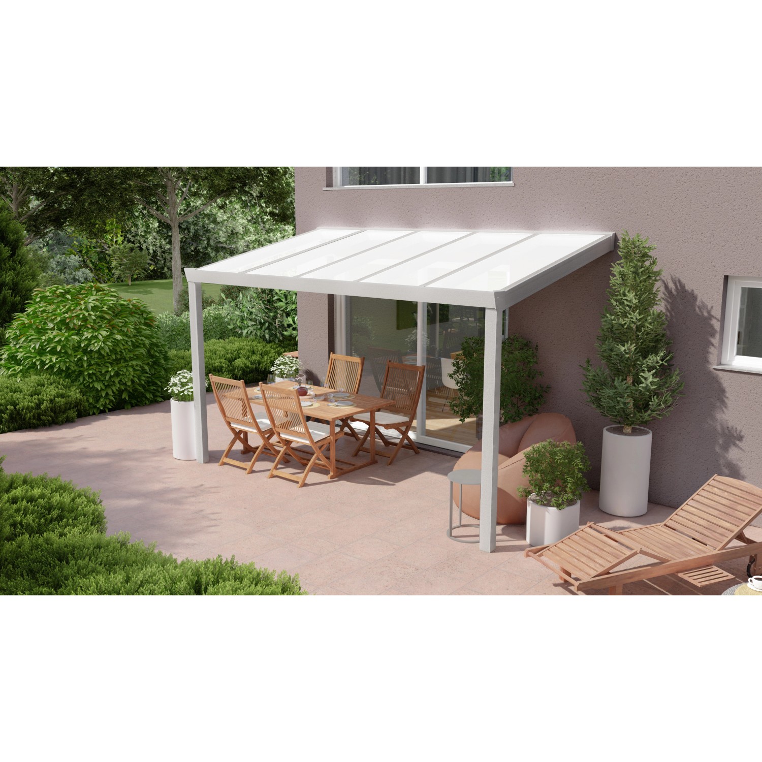 Terrassenüberdachung Professional 400 cm x 250 cm Grau Struktur PC Opal von GARDENDREAMS