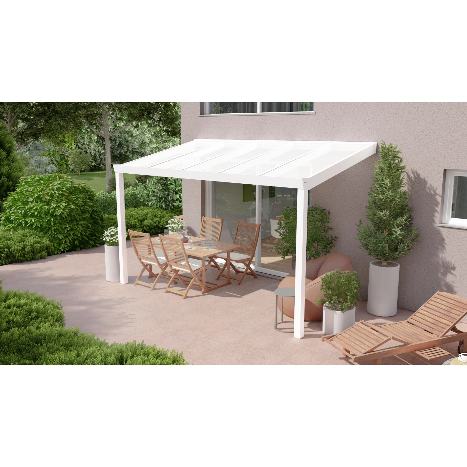 Terrassenüberdachung Professional 400 cm x 250 cm Weiß PC Opal von GARDENDREAMS