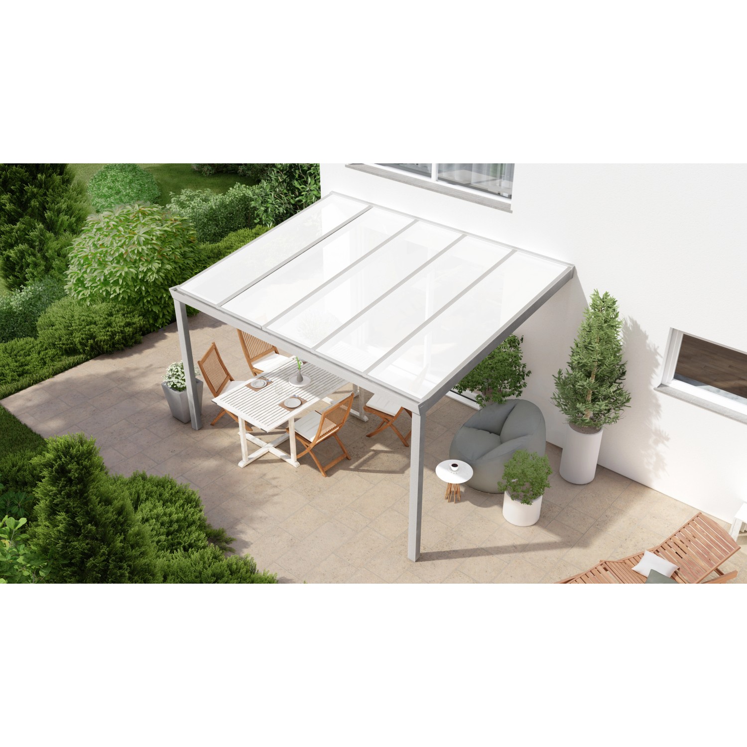 Terrassenüberdachung Professional 400 cm x 300 cm Grau Struktur PC Opal von GARDENDREAMS