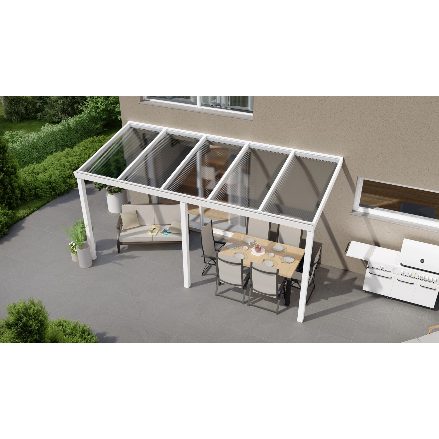 Terrassenüberdachung Professional 500 cm x 200 cm Weiß PC Klar von GARDENDREAMS