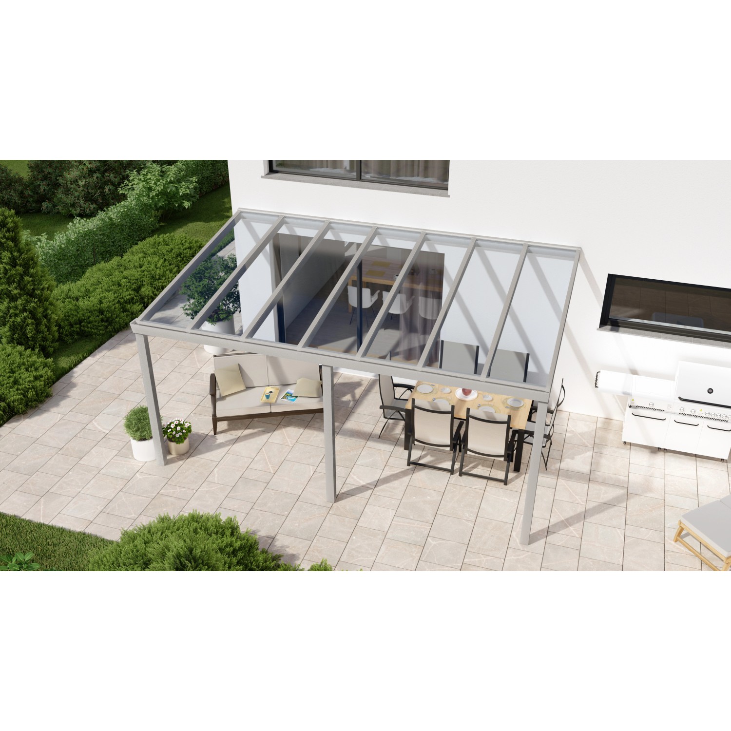 Terrassenüberdachung Professional 500 cm x 250 cm Grau Struktur Glas von GARDENDREAMS