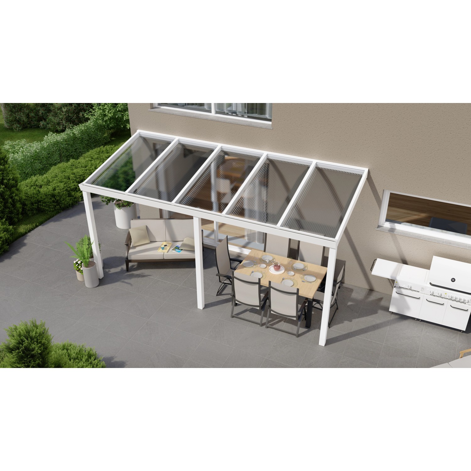 Terrassenüberdachung Professional 500 cm x 250 cm Weiß PC Klar von GARDENDREAMS