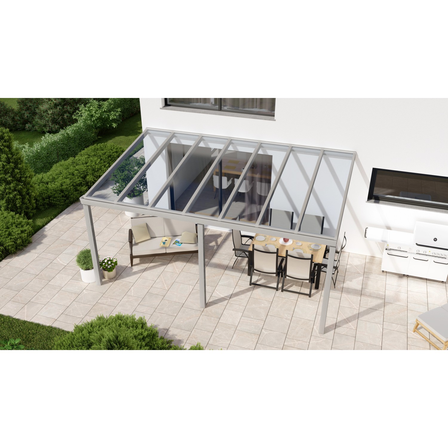 Terrassenüberdachung Professional 500 cm x 300 cm Grau Struktur Glas von GARDENDREAMS