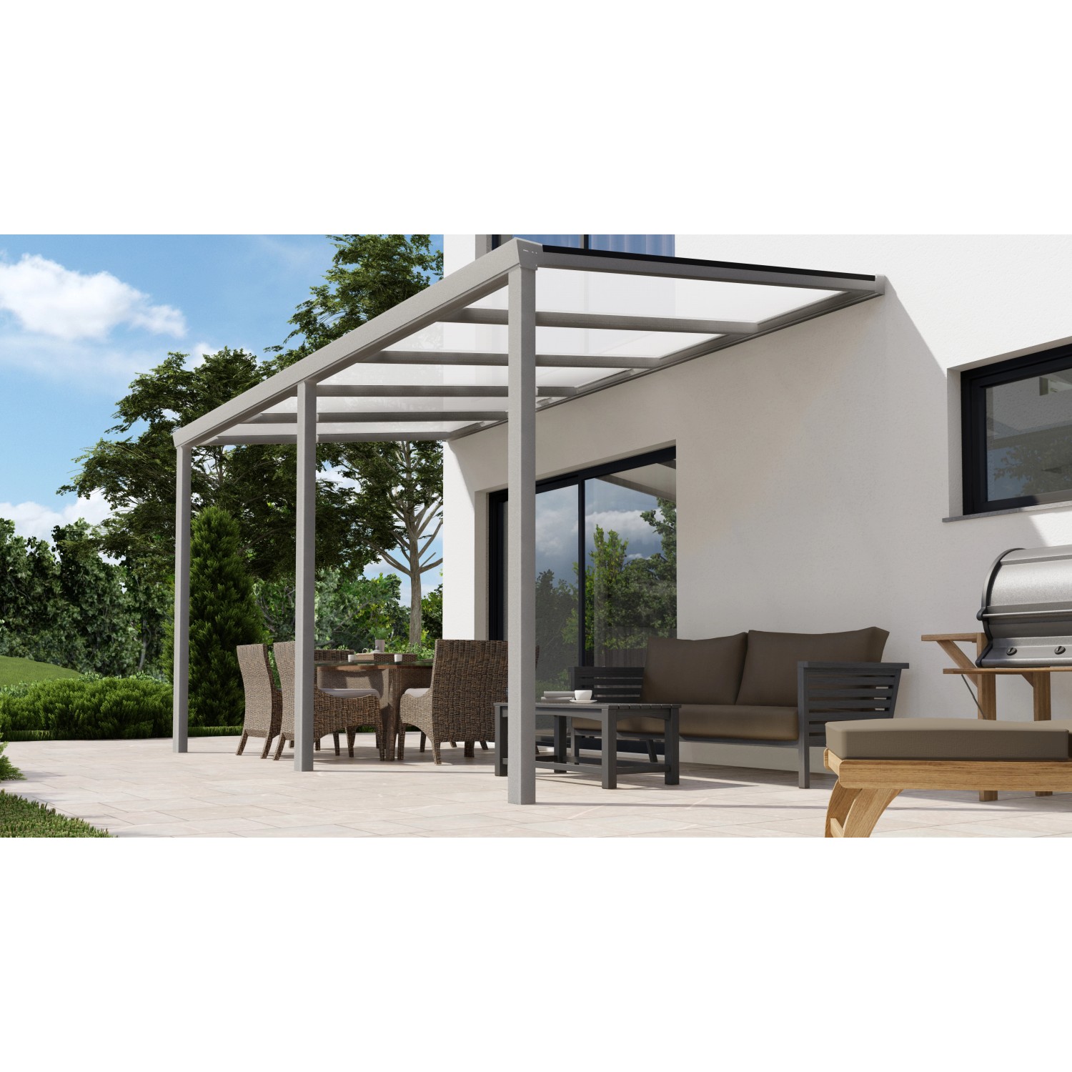 Terrassenüberdachung Professional 500 cm x 300 cm Grau Struktur PC Opal von GARDENDREAMS