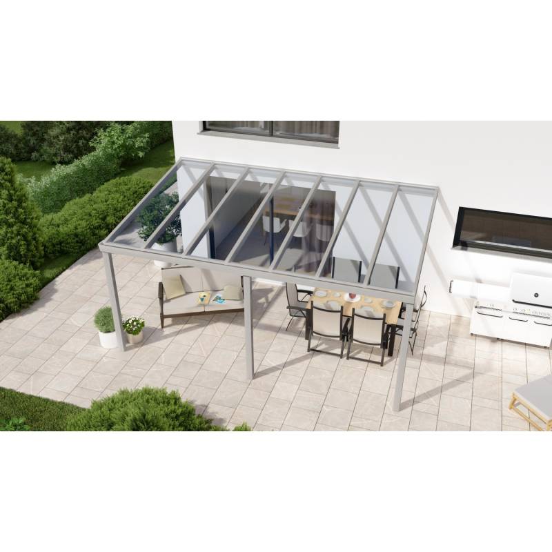 Terrassenüberdachung Professional 500 cm x 350 cm Grau Struktur Glas von GARDENDREAMS