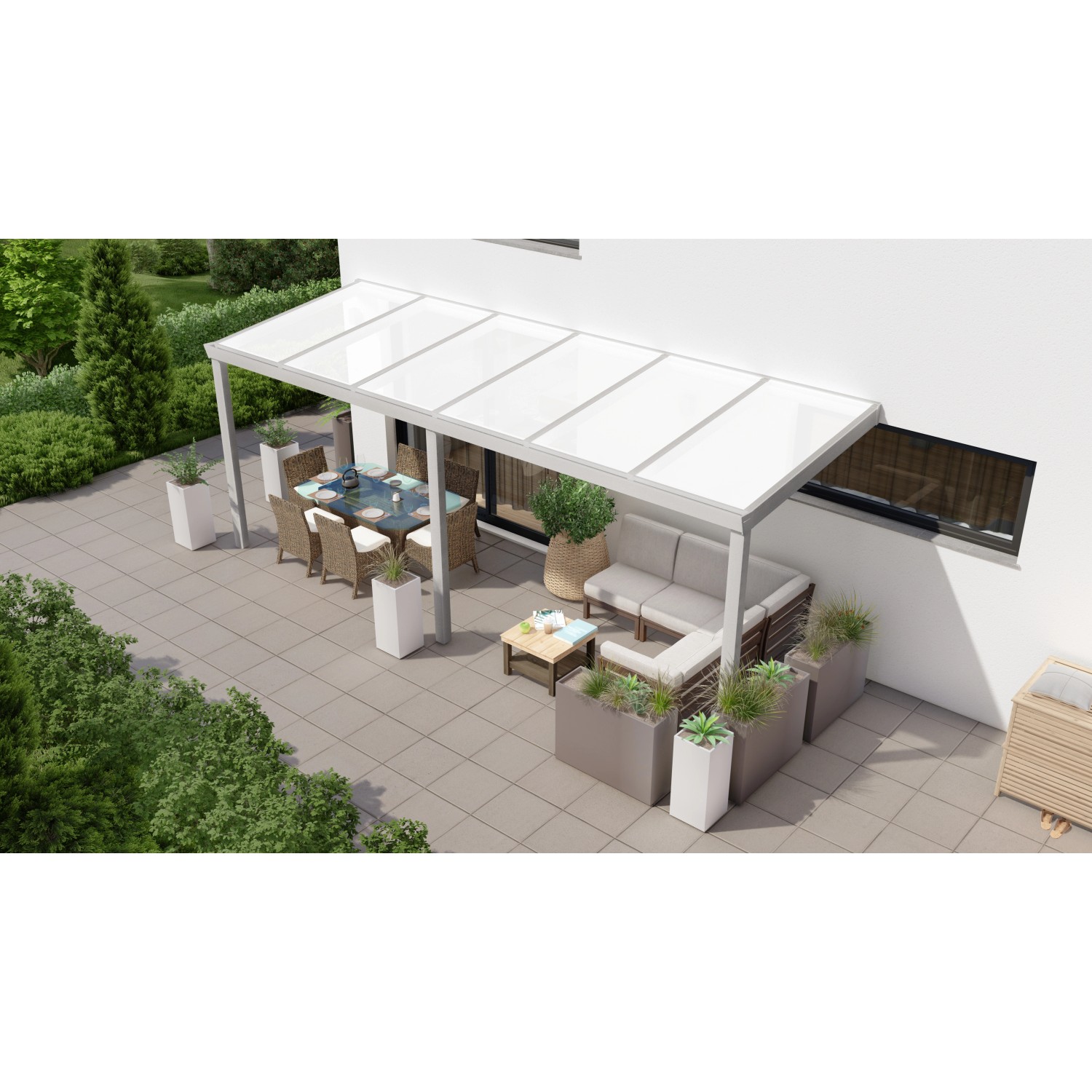 Terrassenüberdachung Professional 600 cm x 250 cm Grau Struktur PC Opal von GARDENDREAMS