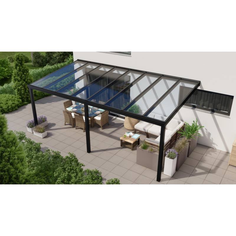 Terrassenüberdachung Professional 600 cm x 300 cm Schwarz Struktur Glas von GARDENDREAMS