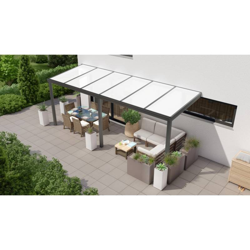 Terrassenüberdachung Professional 600 cm x 350 cm Anthrazit Struktur PC Opal von GARDENDREAMS