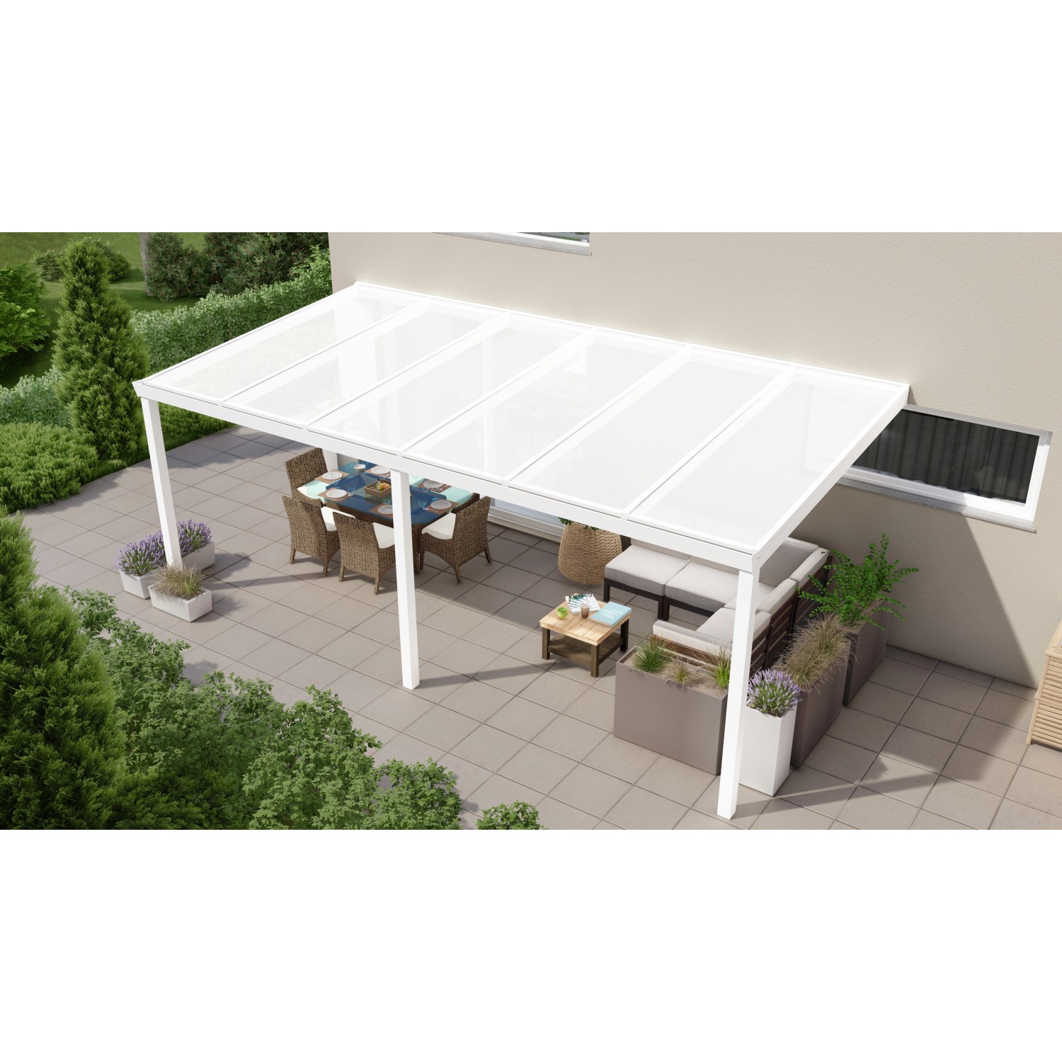 Terrassenüberdachung Professional 600 cm x 350 cm Weiß PC Opal von GARDENDREAMS