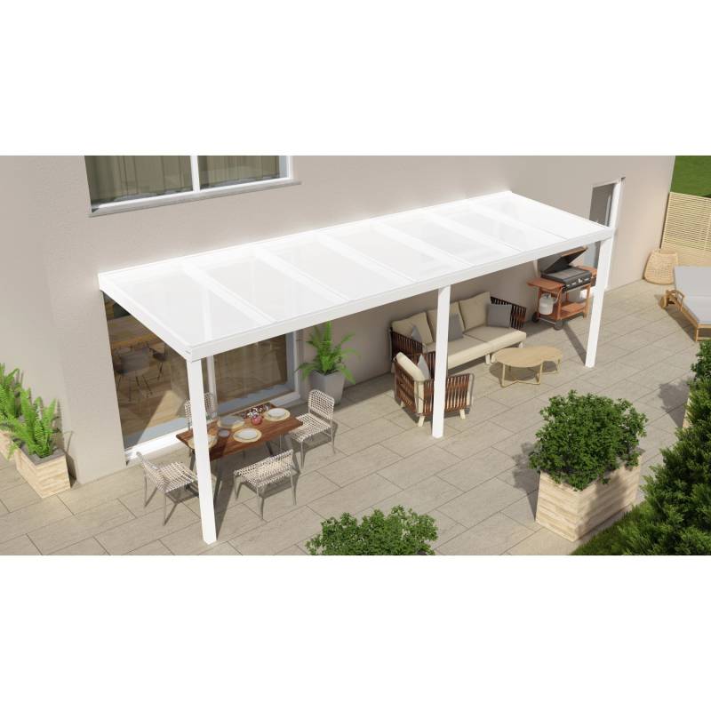 Terrassenüberdachung Professional 700 cm x 200 cm Weiß PC Opal von GARDENDREAMS