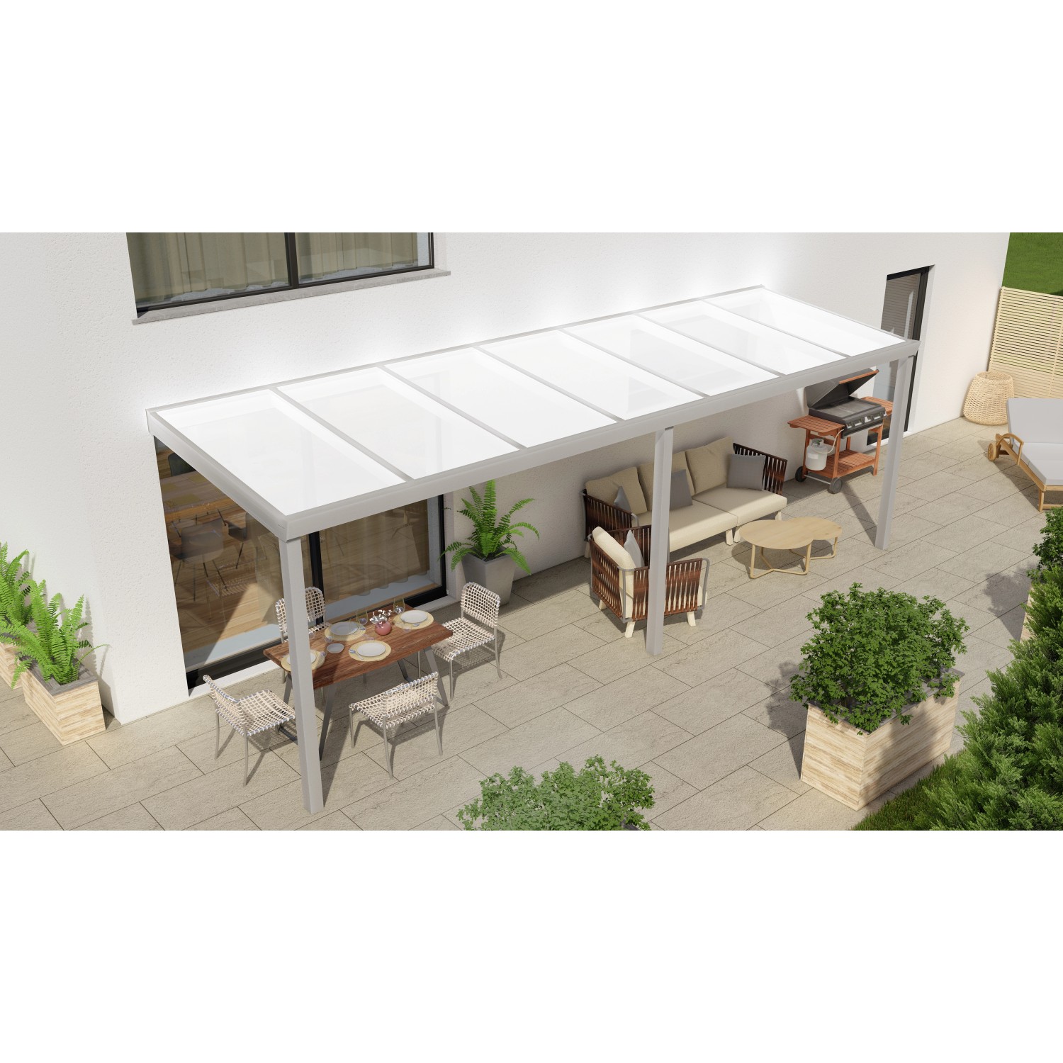 Terrassenüberdachung Professional 700 cm x 250 cm Grau Struktur PC Opal von GARDENDREAMS