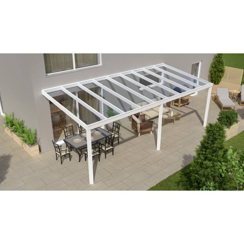 Terrassenüberdachung Professional 700 cm x 300 cm Weiß Glas von GARDENDREAMS