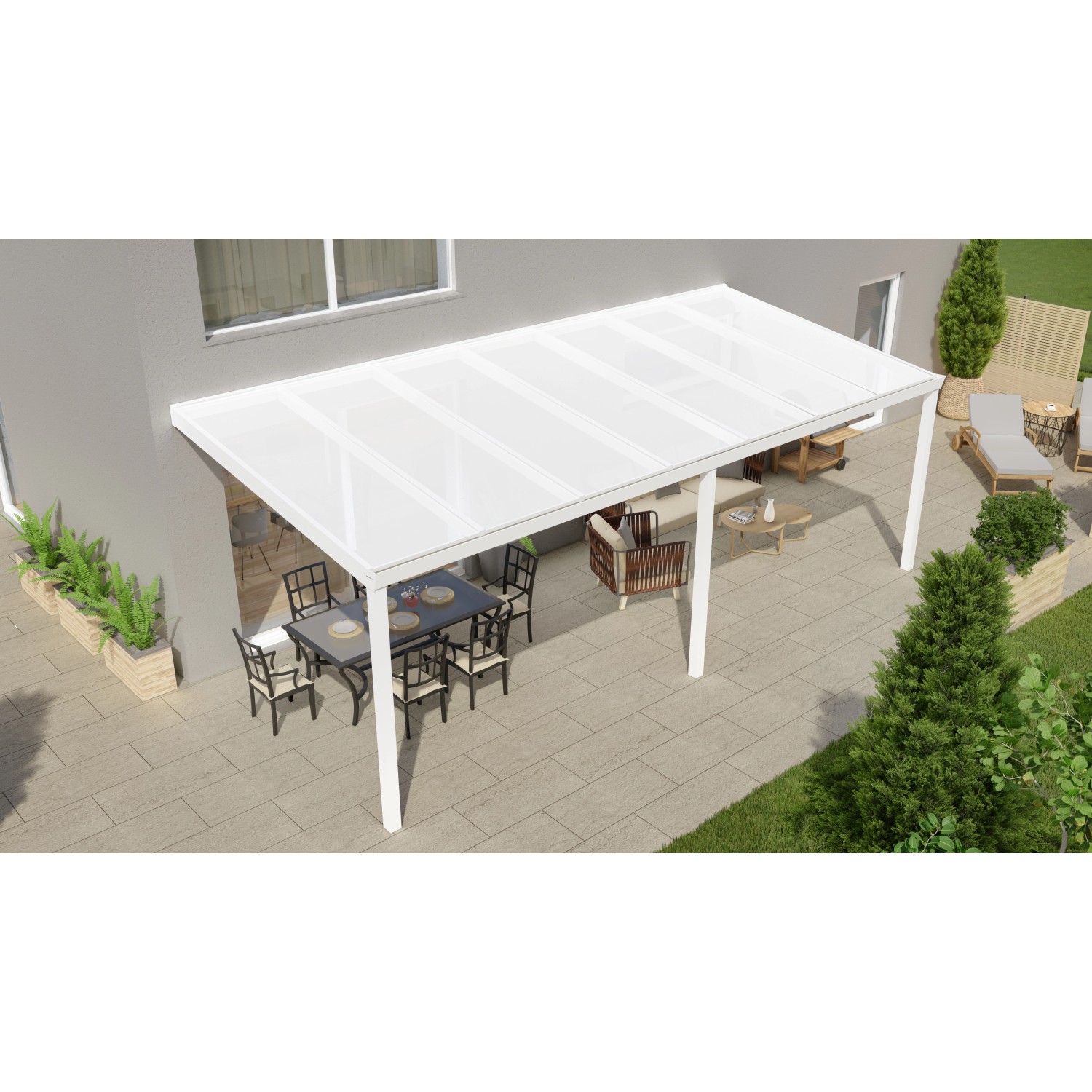 Terrassenüberdachung Professional 700 cm x 300 cm Weiß PC Opal von GARDENDREAMS