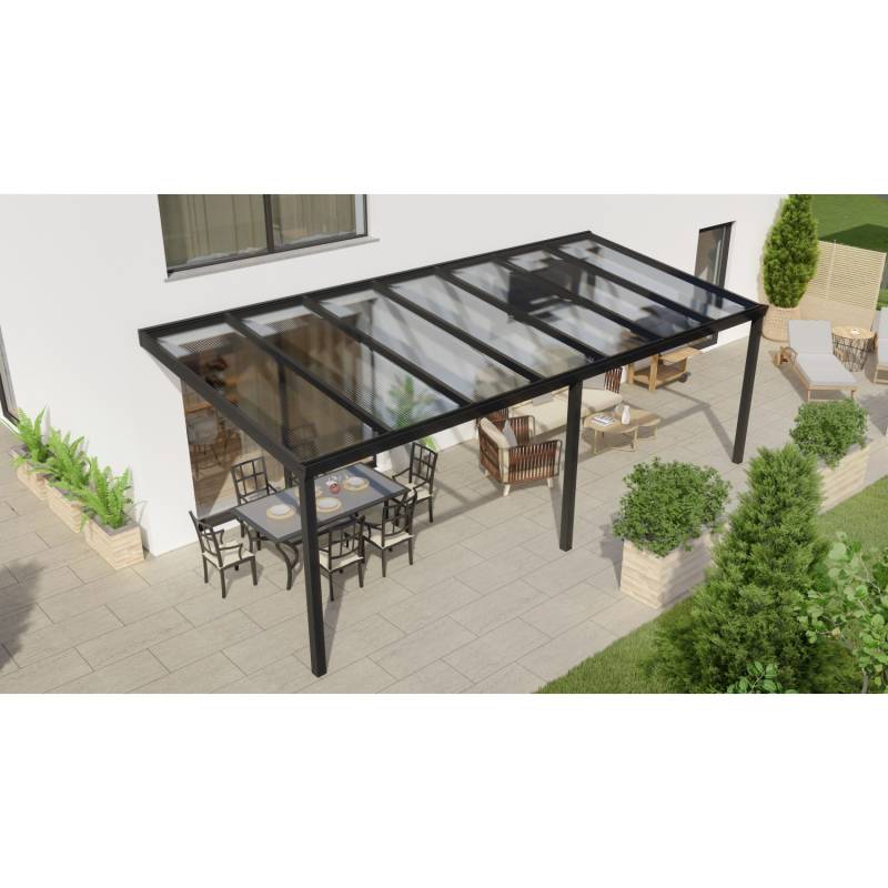 Terrassenüberdachung Professional 700 cm x 350 cm Schwarz Struktur PC Klar von GARDENDREAMS