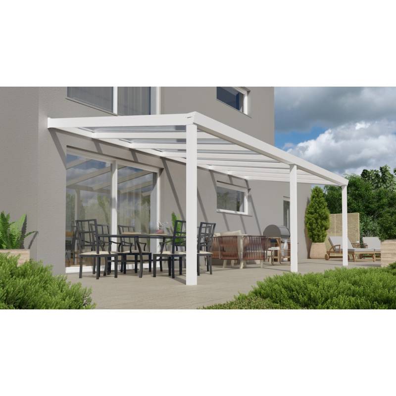 Terrassenüberdachung Professional 700 cm x 350 cm Weiß PC Klar von GARDENDREAMS